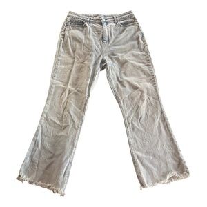 LOFT Light Wash Denim Wide Leg Flare Cropped Frayed Jeans size 10 NWOT